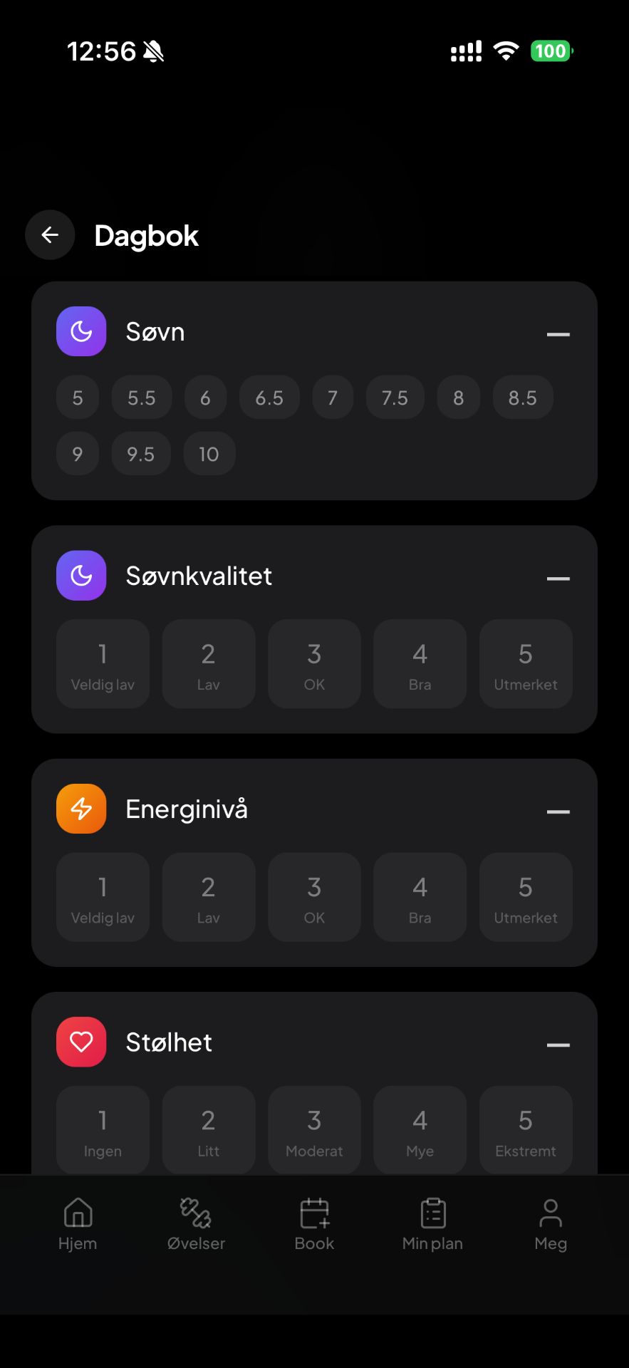 CorOptima dagbok med wellness-tracking