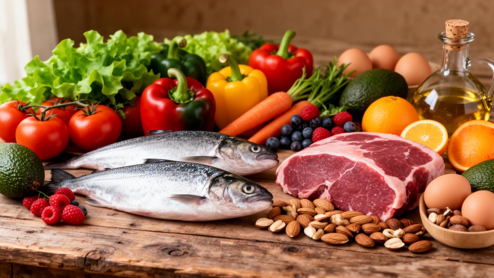 Naturlig ubearbeidet mat - grønnsaker, fisk, kjøtt, frukt og nøtter