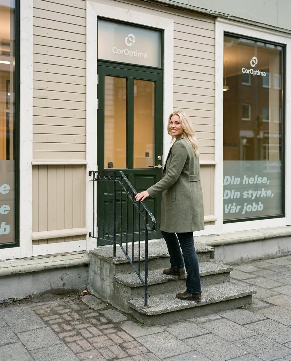 Inngangen til CorOptima i Olav Tryggvasons gate 33 — massasje i Trondheim sentrum